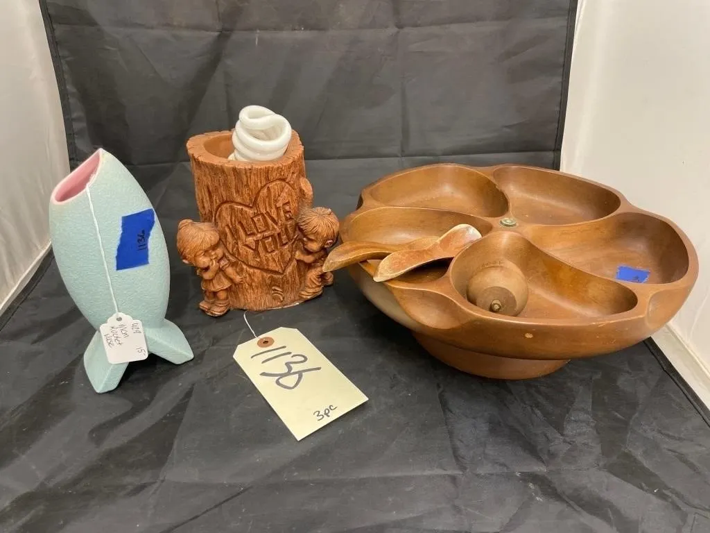 3 Pcs - I Love You Vase - Wooden Divided Bowl -