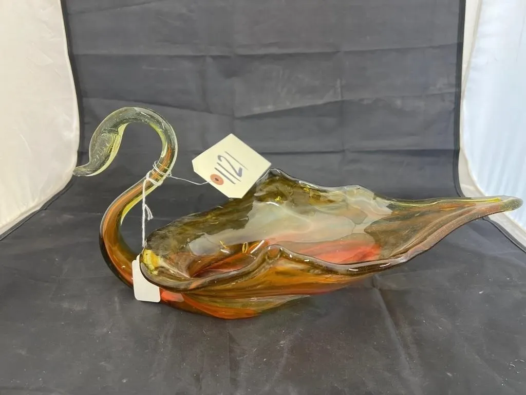 Blown Glass Swan Planter