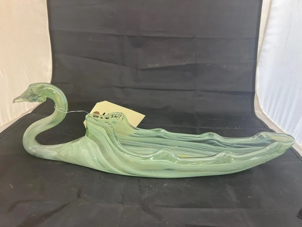 Blown Glass Swan Planter