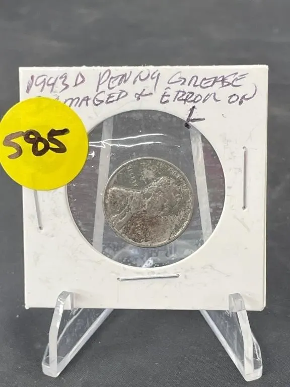 1943 D Steel Penny Grease Damage and Erro on L of