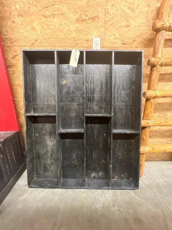Wooden Divided Wall Shelf 38"L x 4"W x 46"H