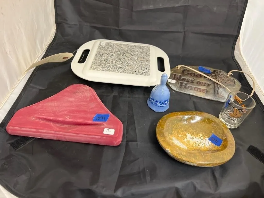 Glass Religious Wall Decor - Bell - Stone Ash Tray