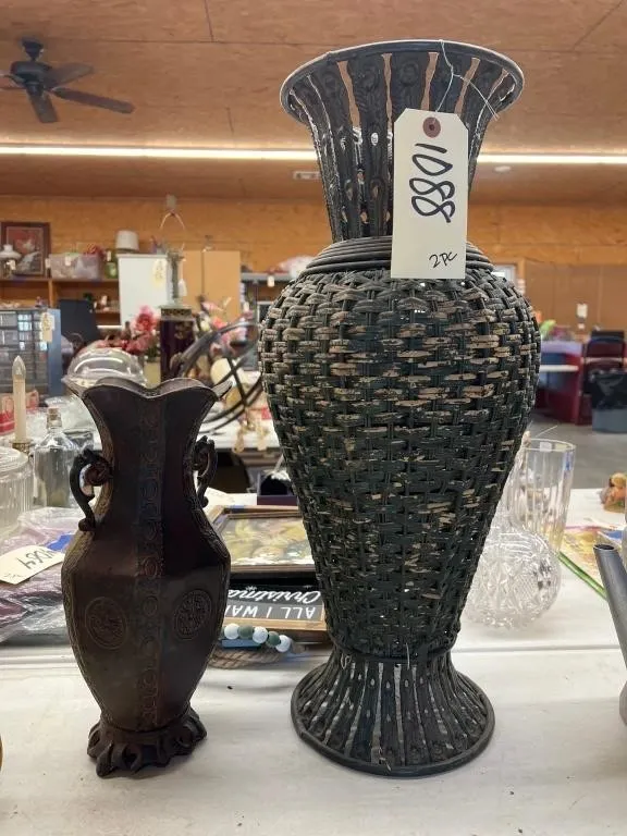 Metal Vase - Wicker Umbrella Stand