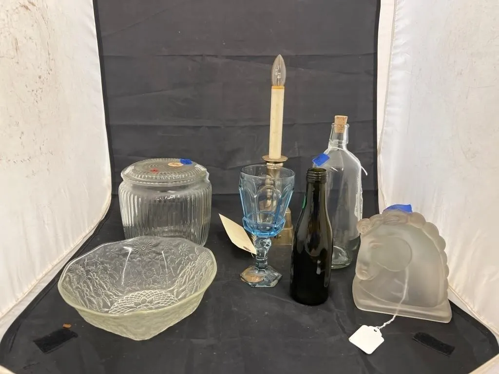 6 Pcs - Flue Fostoria Goblet - Glass Canister - Fi