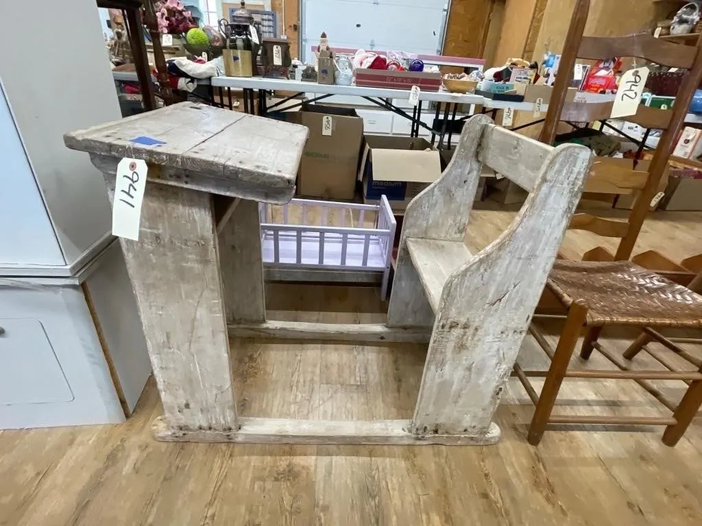 Vintage Wooden Student Desk