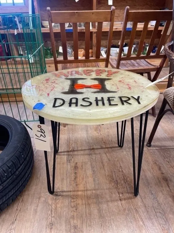 Epoxy Table w/Metal Legs 24"Dia x 21"H