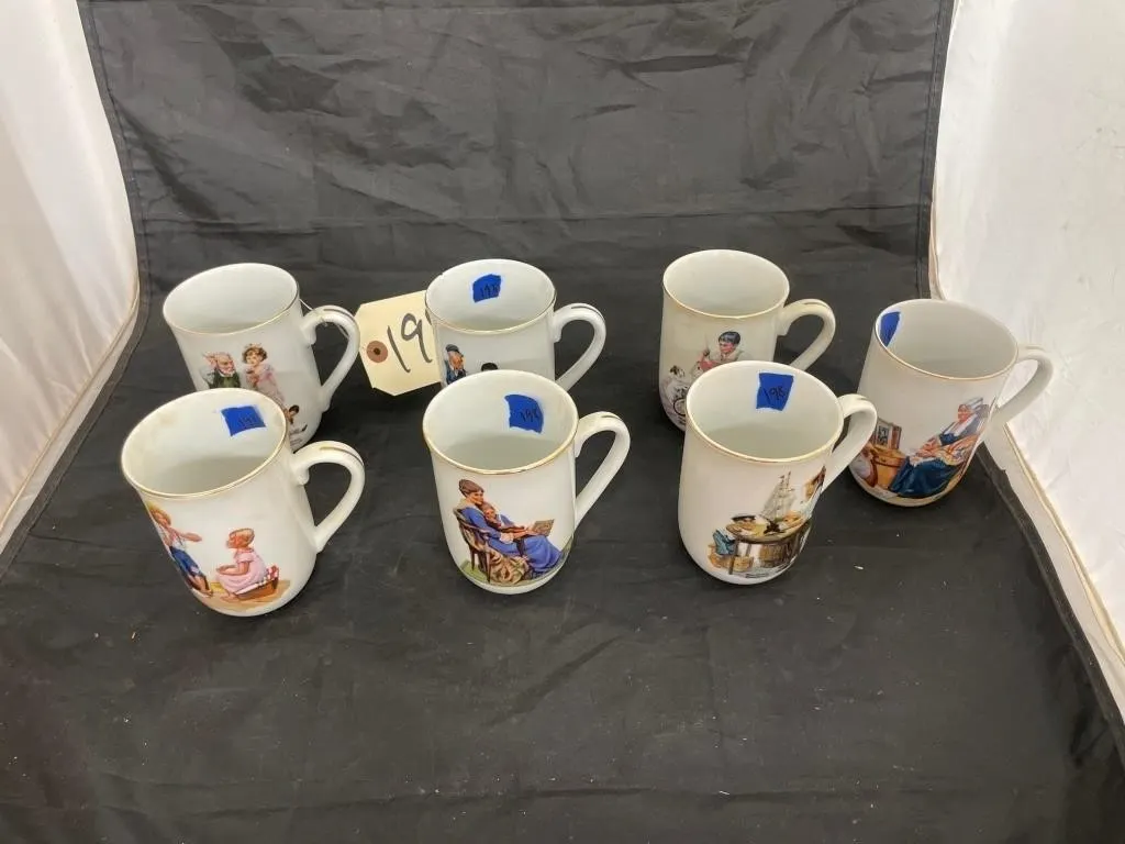7 Pcs - Norman Rockwell Coffee Mugs