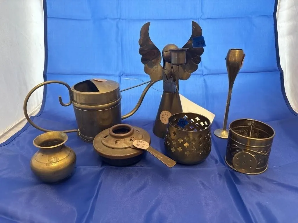 7 Pcs - Brass Candlestick Holders - Angel Figurine