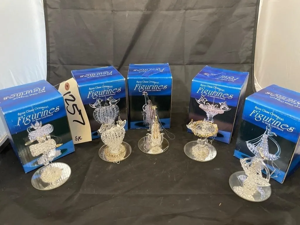 5 Pcs - 24K Spun Glass Figurine Ornaments Plate