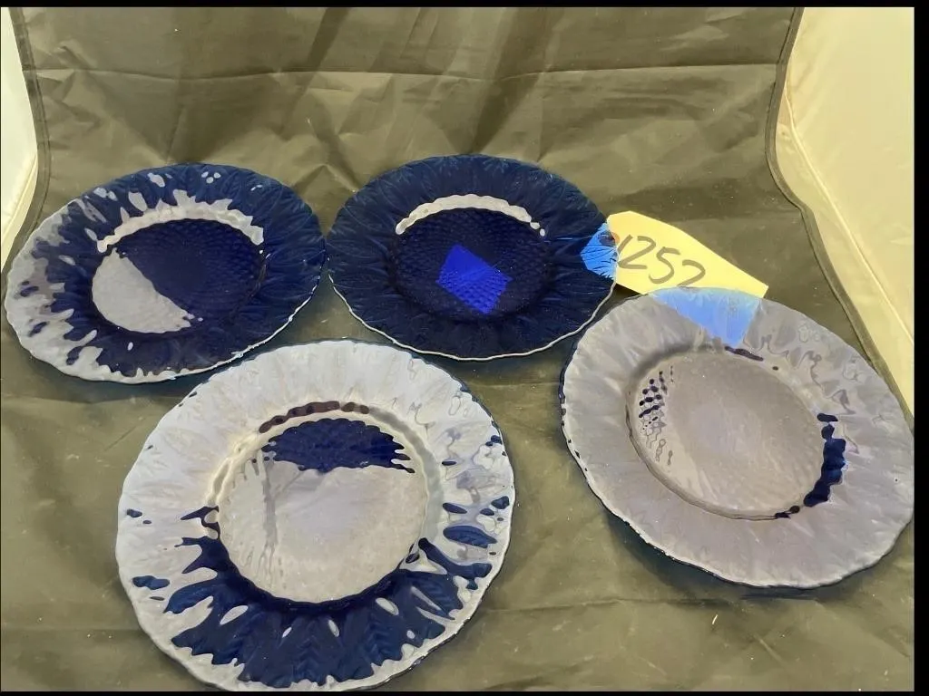 4 Pcs - Blue Glass Avon Plates