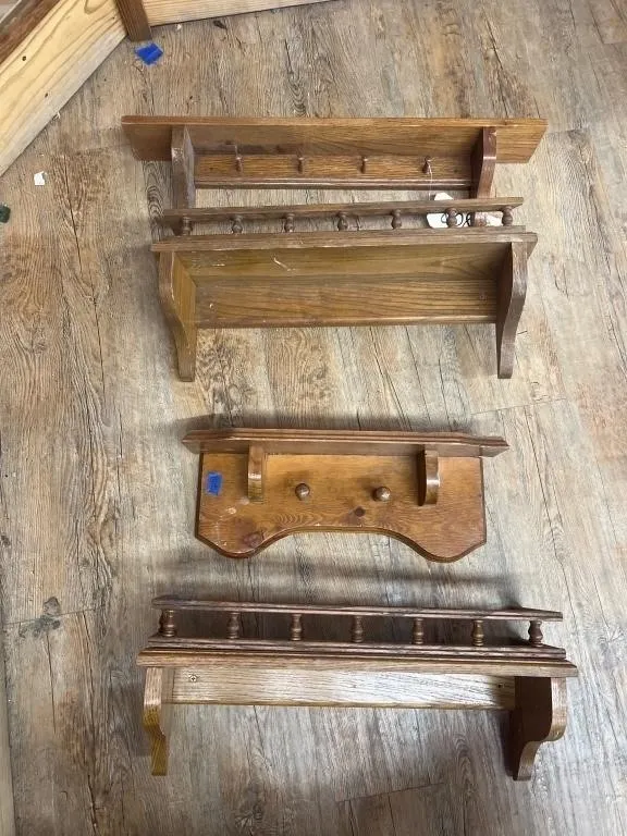 4 Pcs - Wooden Wall Shelves 26" & smaller
