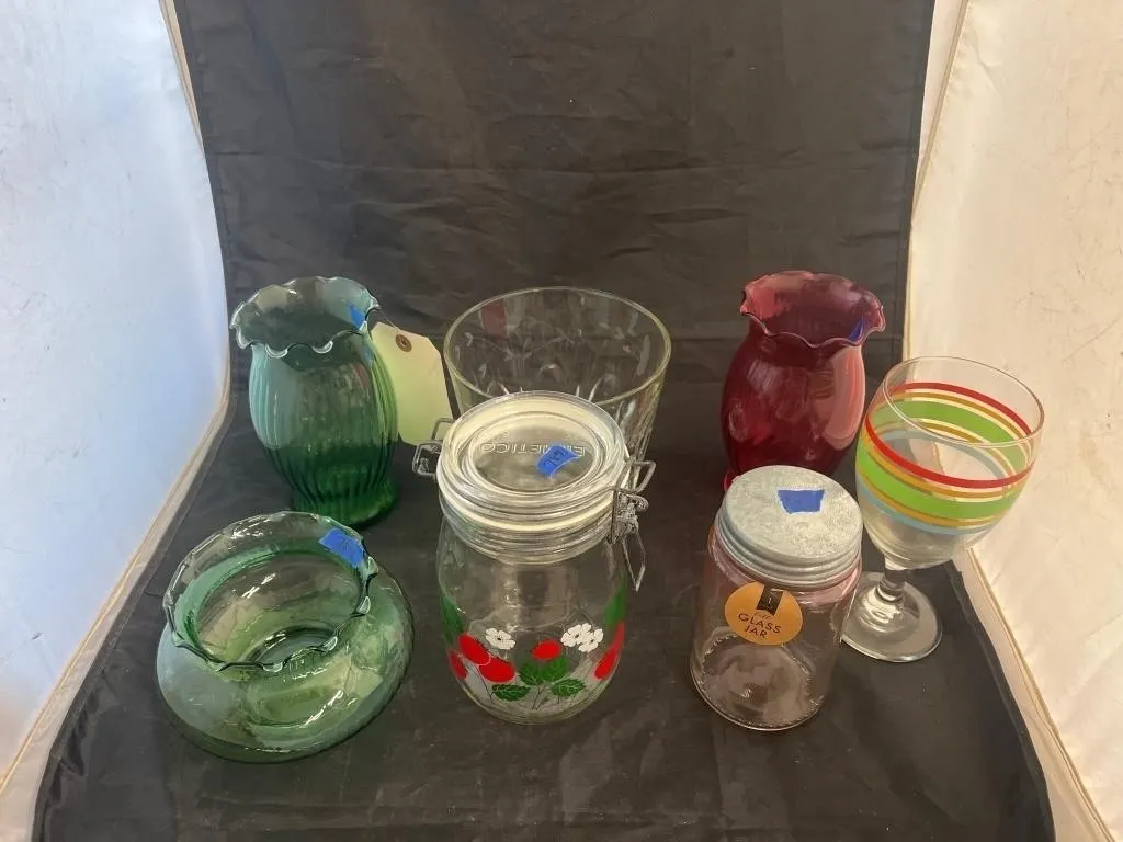 7 Pcs - Vases - Ice Bucket - Pink Jar - Canister