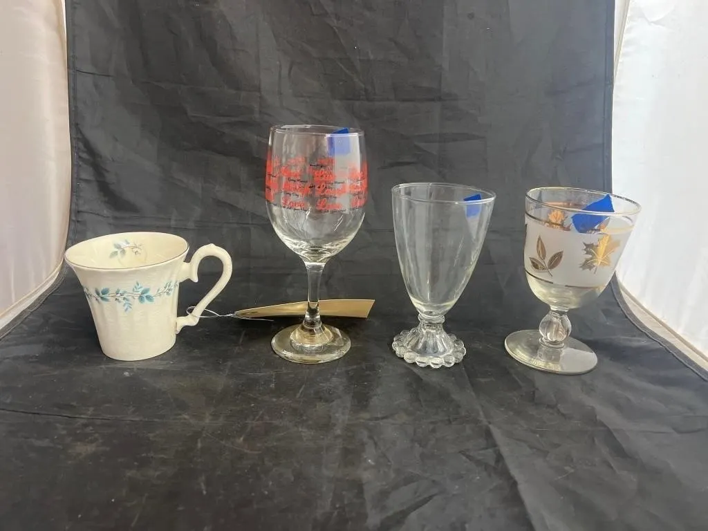 4 Pcs - Stem Glasses & China Teacup