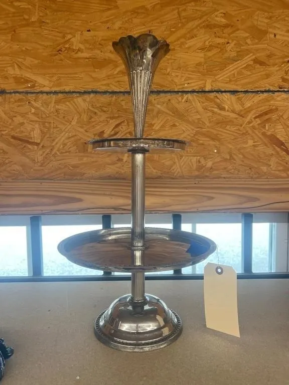 2-Tiered Silver Toned Serving Riser