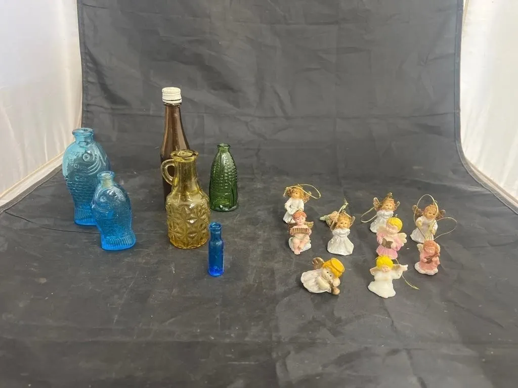 2 Bags Colored Jars - Bud Vases & Angel Ornaments