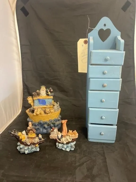 6-Drawer Wall Cabinet & Noah's Ark Figurine