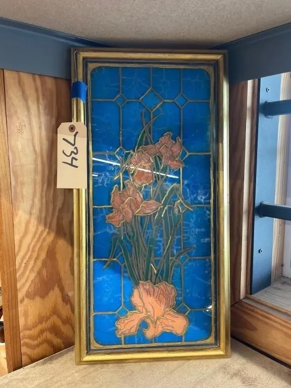 Framed Stained Glass Art 12"x23