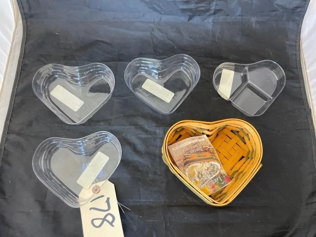 Longaberger Heart Shaped Basket w/Plastic Inserts