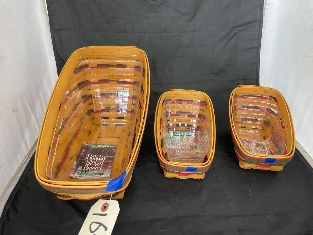 3 - Longaberger Holiday Sleigh Baskets