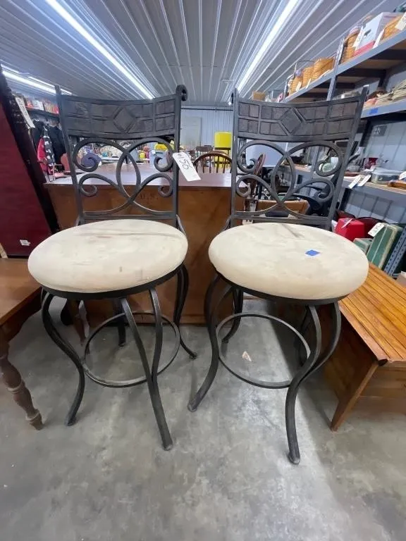 2 Pcs - Padded Metal Swivel Bar Stools 30"H