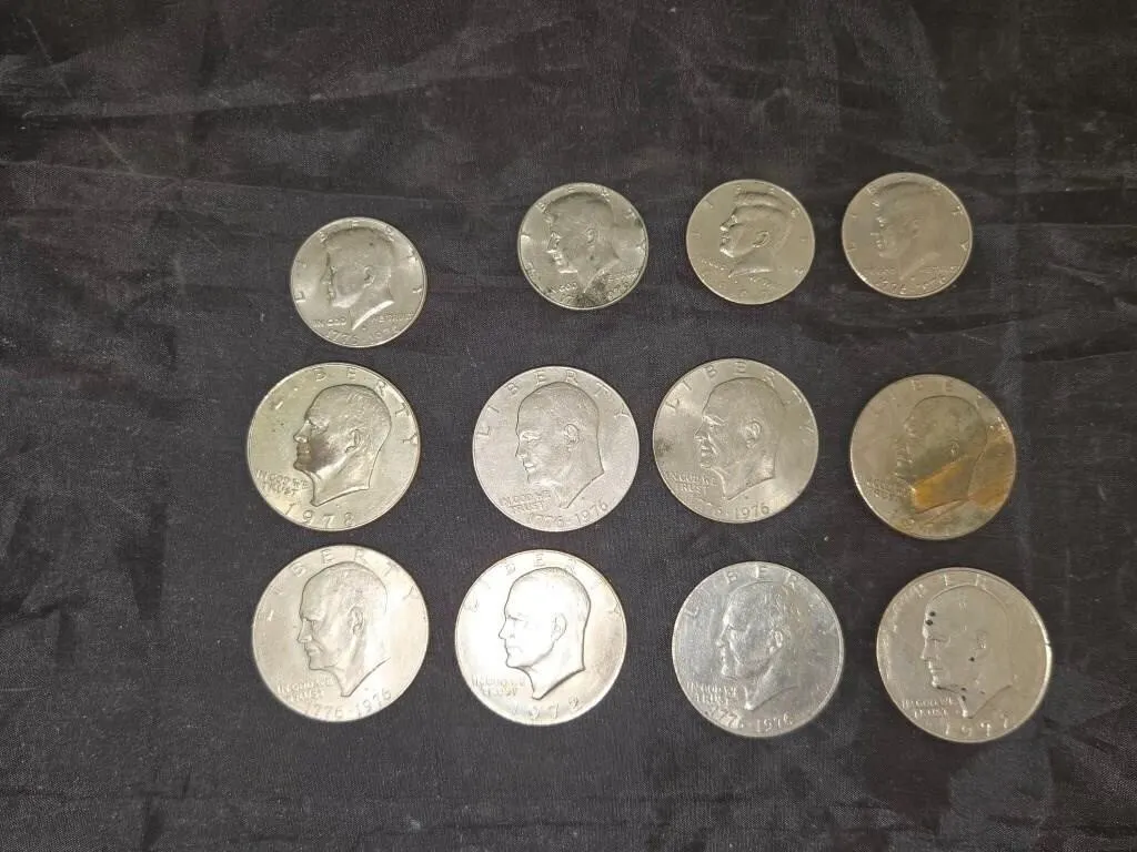 4 - Kennedy Half Dollar Coins & 8 Eisenhower $1