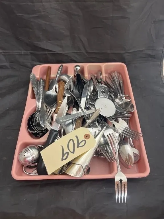 Assorted Flatware in Tray