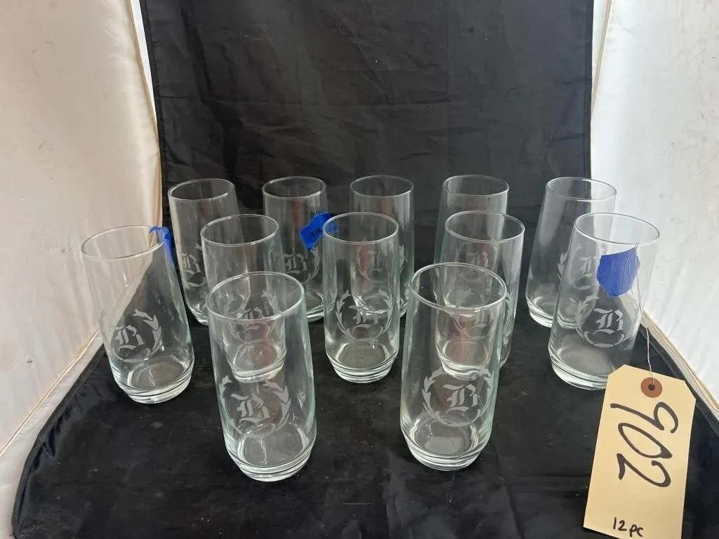 12 Pcs - Etched Glass Tumblers