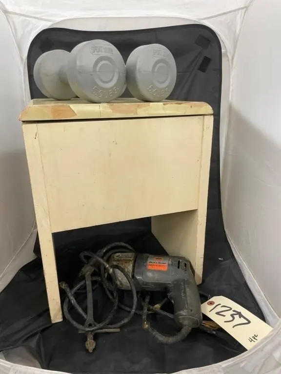 2 5-lb Dumbbells - Vintage Shoe Shine Box & Black