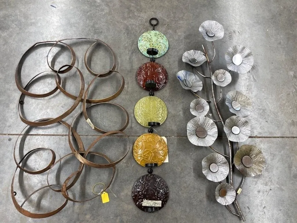 3 Pcs- Metal Wall Decor & Metal Tealight Candle Ho