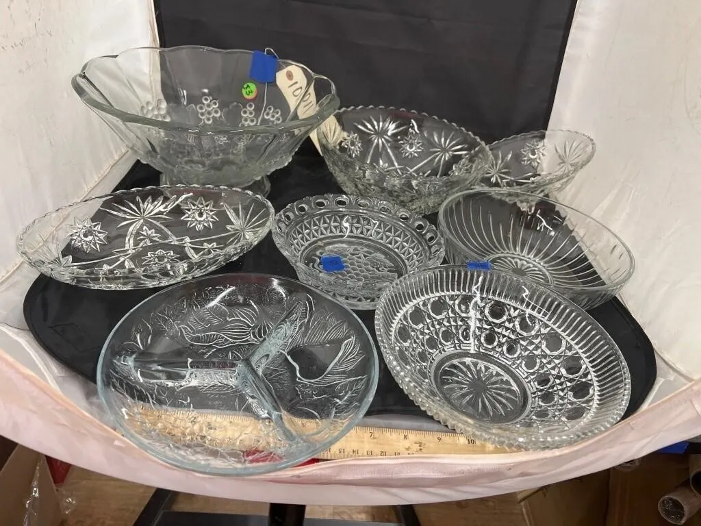 8pcs Clear Glass Bowls - Trays