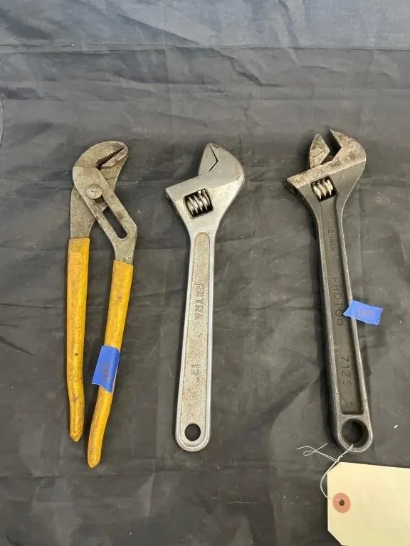 3 Pcs - 2 Crescent Wrenches & Channel Locks