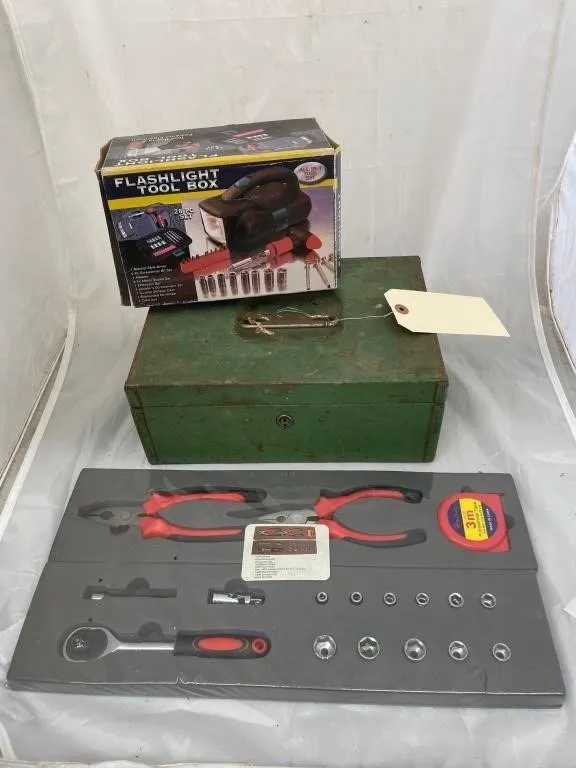 Flashlight Tool Box - Lock Box w/Key - Small Tool