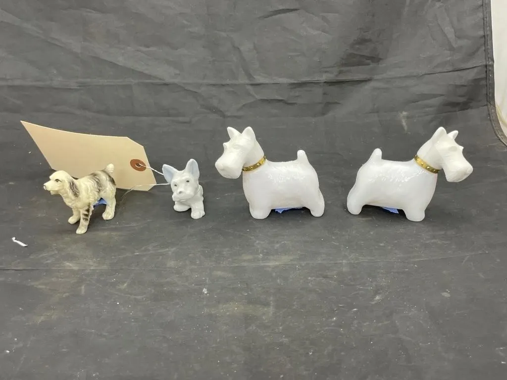4 Pcs - 2 Avon Dog Perfume Bottles & 2 Dog