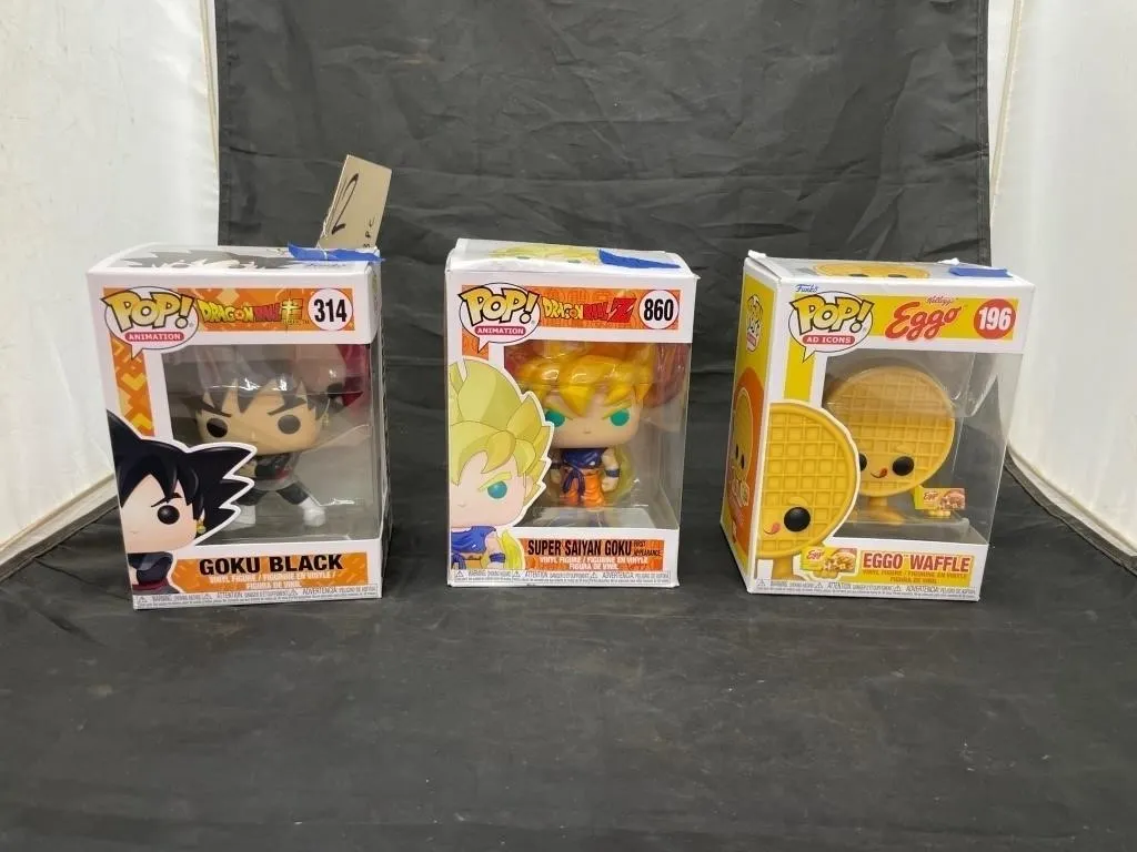 3 Pcs - 2 Dragon Ballz Pop Funko & Eggo Waffle