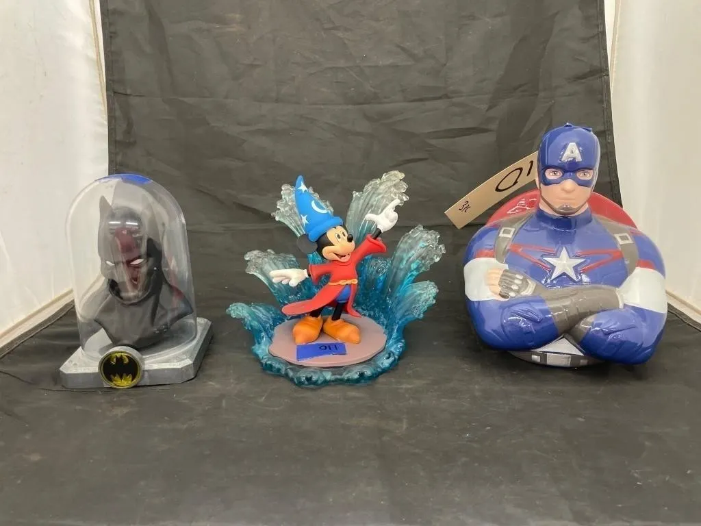 3 Pcs - Captain America Coin Bank - Batman Bust -