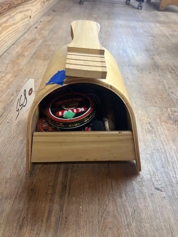 High Shine Shoe Shine Box w/Polish & Brushes