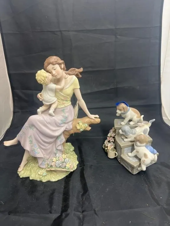 2 Pcs - Porcelain Music Box & Porcelain Figurine