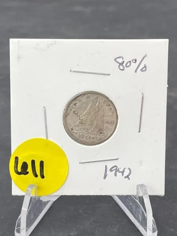 1942 Canada 10 Cents 80% Silver