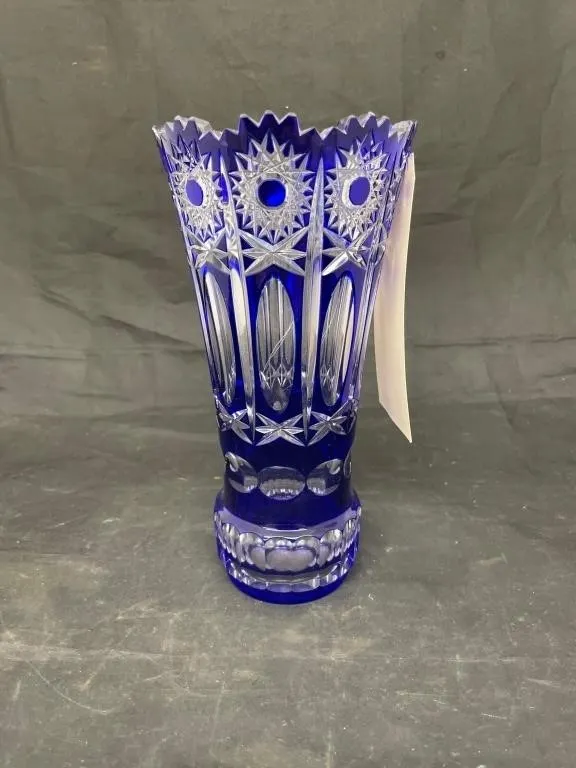 Blue Cut to Clear Vase