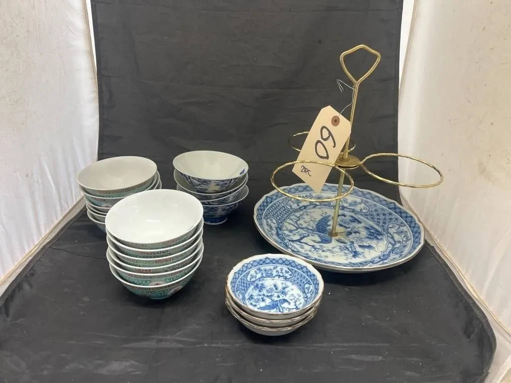 21 Pcs - Oriental Bowls - Serving Stand