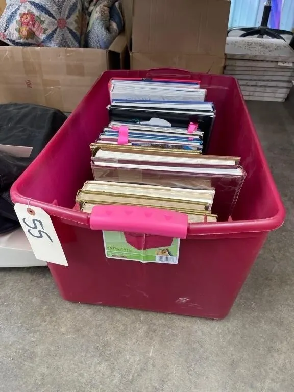 Hardback Books in Plastic Tote