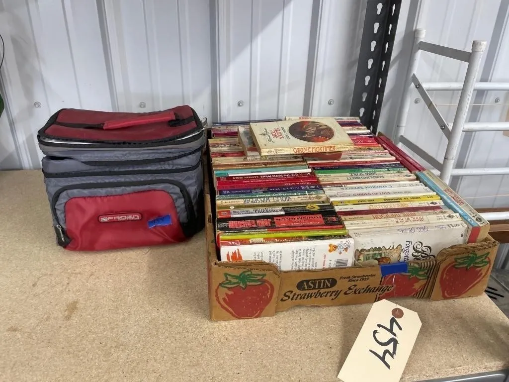 Assorted Paperback Books & Insulated Lunch Bag