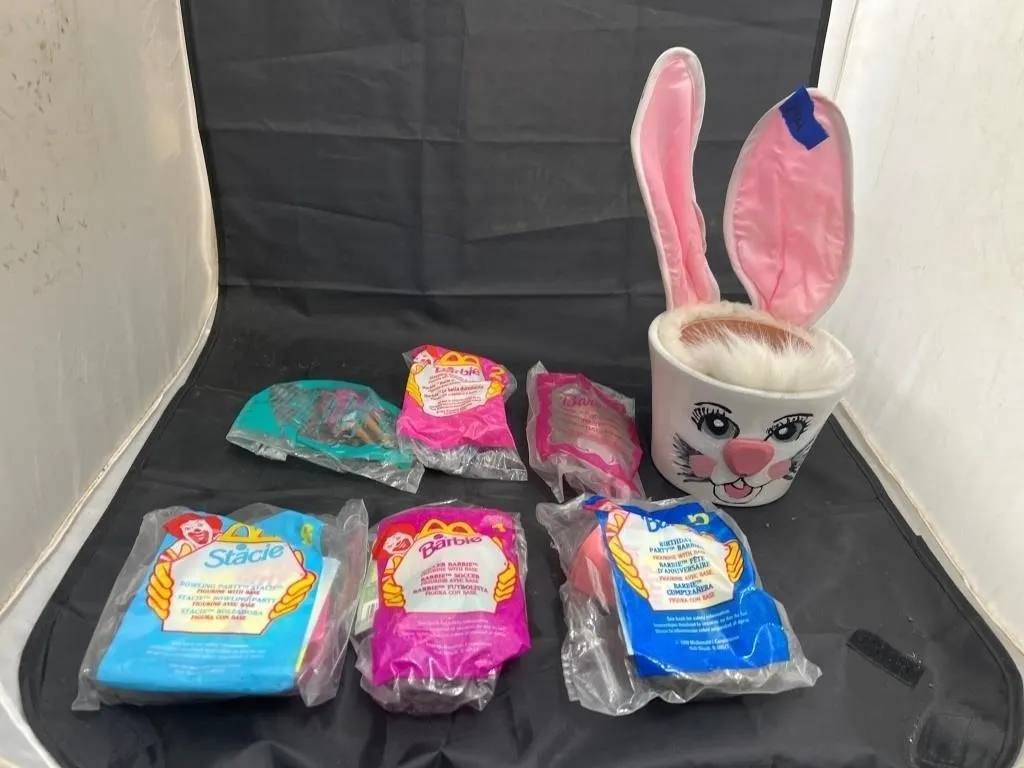 6 McDonald's Barbie Toys & Bunny Planter