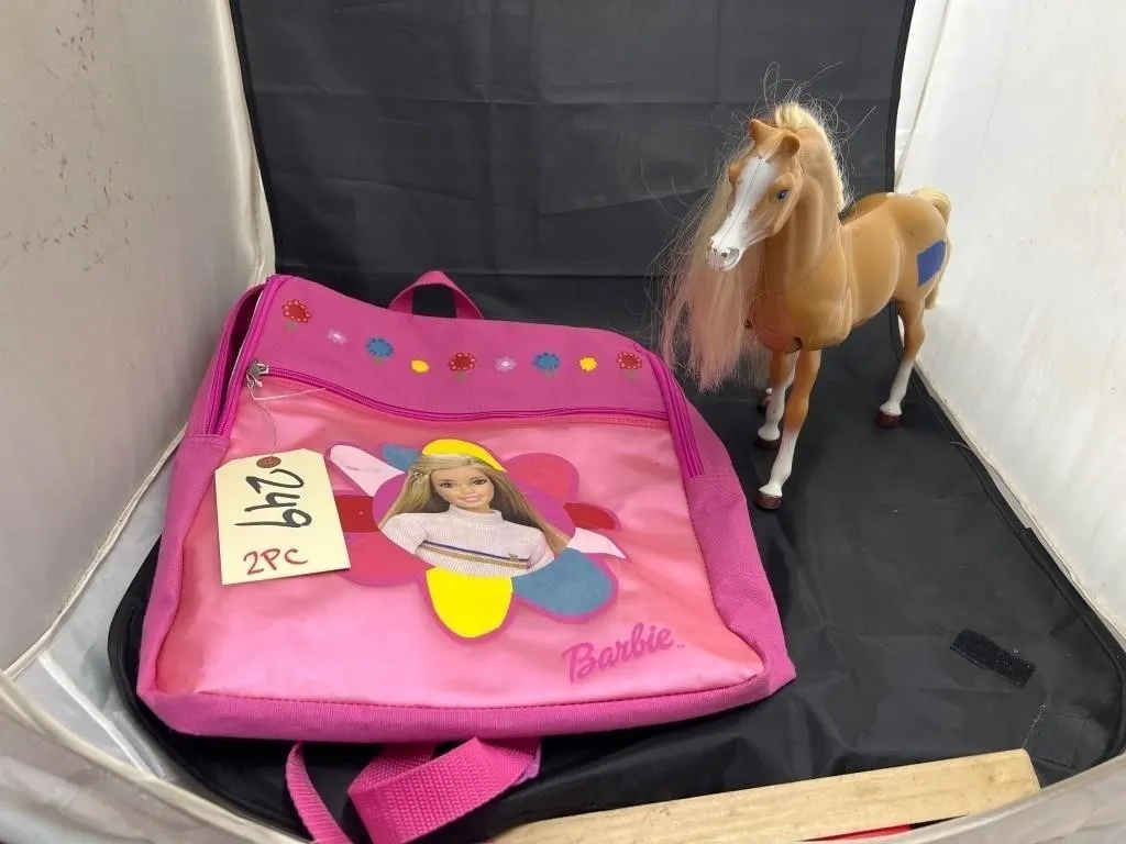 Barbie Backpack & Plastic Walking Horse