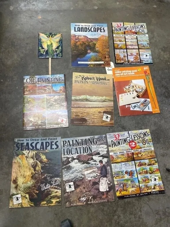9 Pcs - 8 Art Books & Vintage Fan