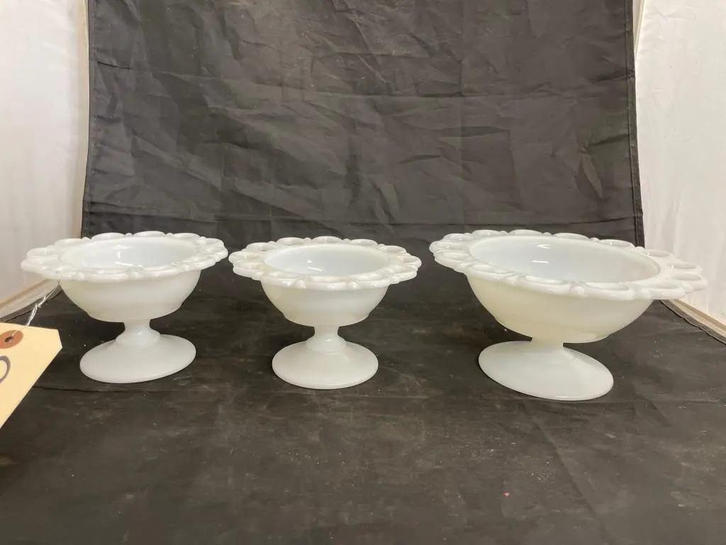 3 Pcs - Milk Glass Compotes
