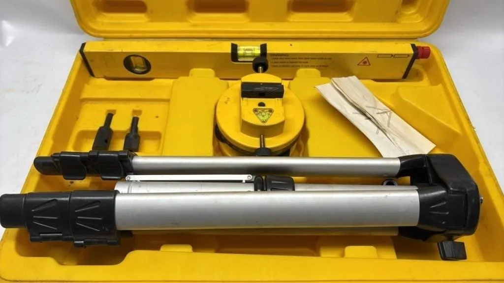 Laser level on stand with case