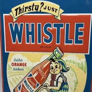 2 ft Whistle Tin Metal Embossed Sign