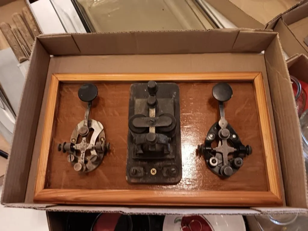 Vintage Mounted Morse Code Telegraph Keys.