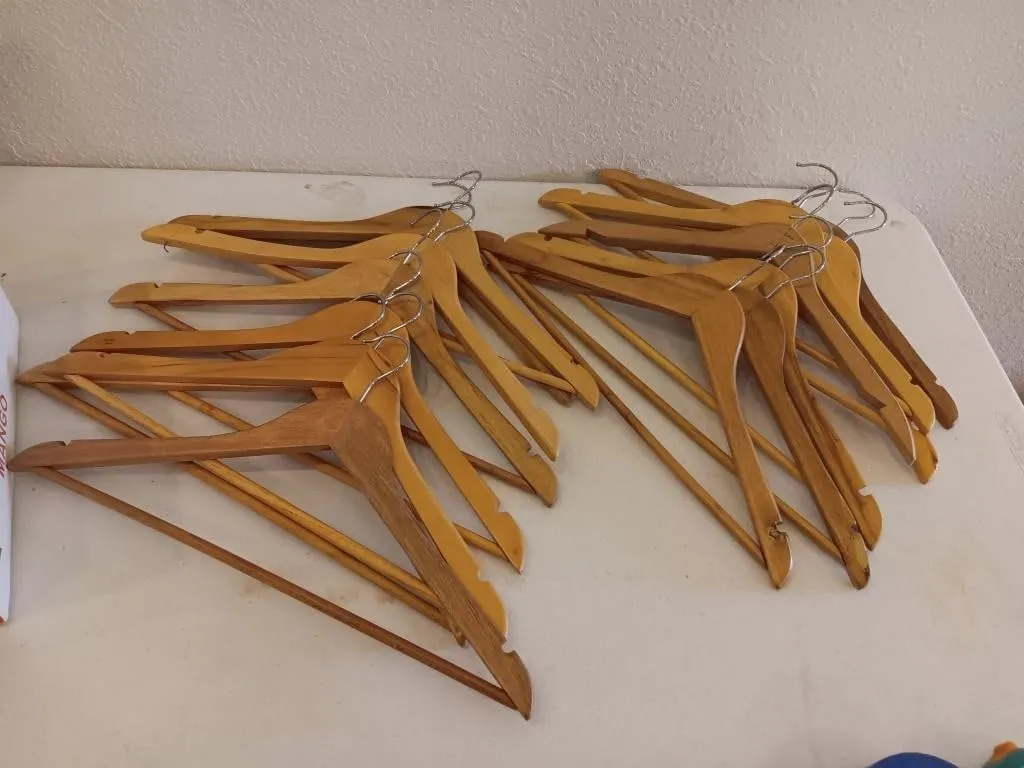 Wooden hangers.